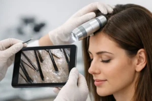 Prueba de cabello y cuero cabelludo