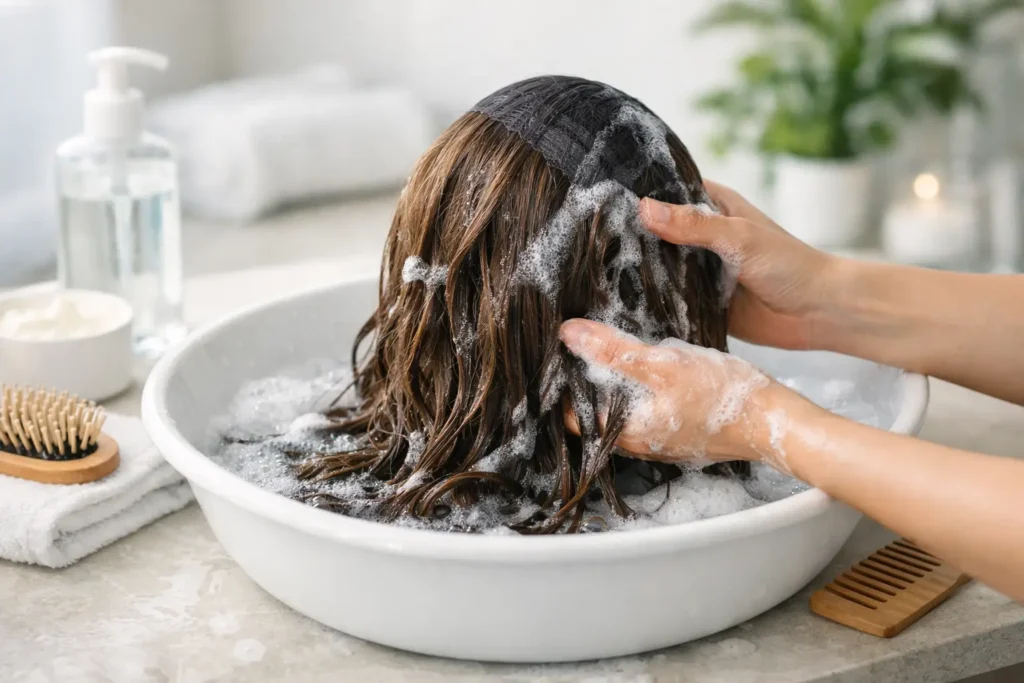 Cómo lavar una peluca de cabello natural