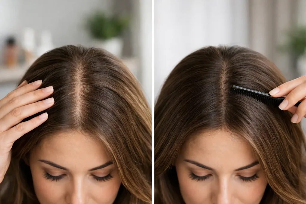 Cómo disimular una raya ensanchada del cabello