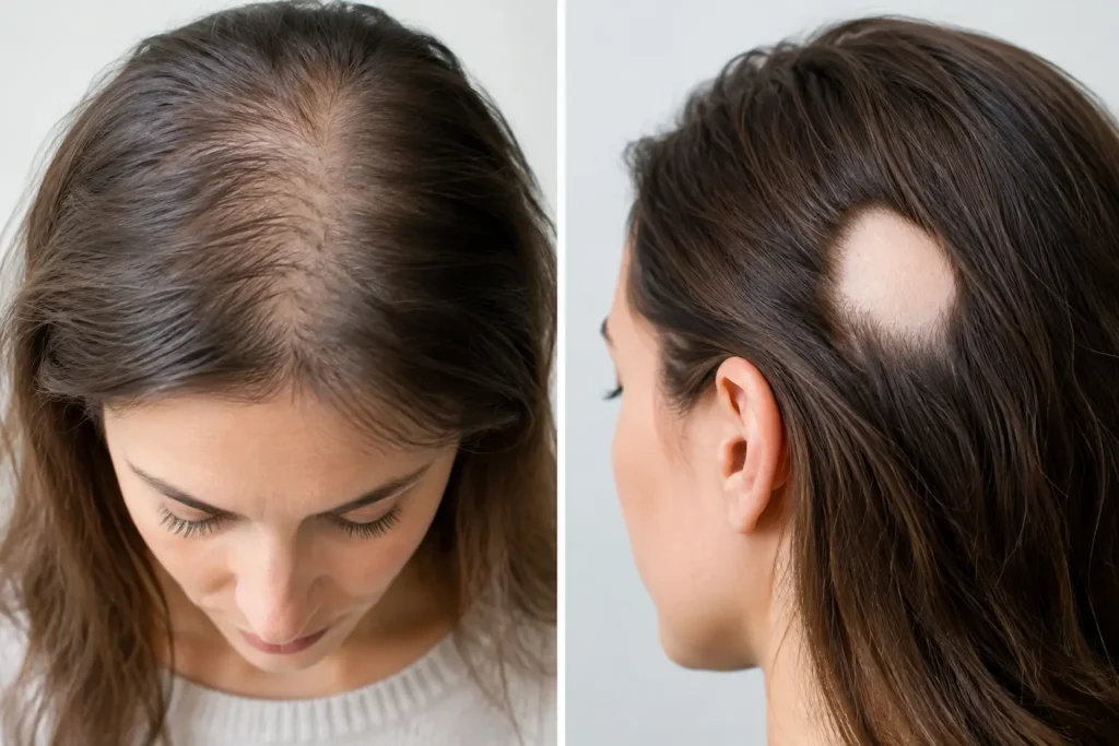 Alopecia difusa vs areata: cómo diferenciarlas