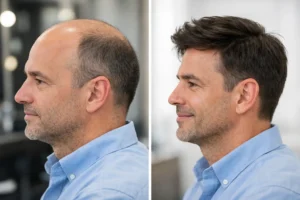 Antes y después de una prótesis capilar